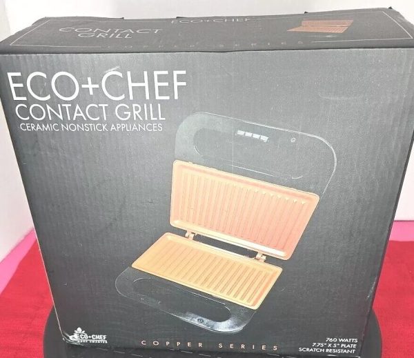 ECO+CHEF Copper Series Ceramic Nonstick Grill Sandwhich Maker New