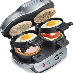 Hamilton Beach Home Electric Dual Breakfast Sandwich Maker Machine with Timer