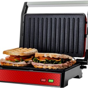 OVENTE Electric Panini Press Sandwich Maker with Non-Stick Coated Plates, Opens