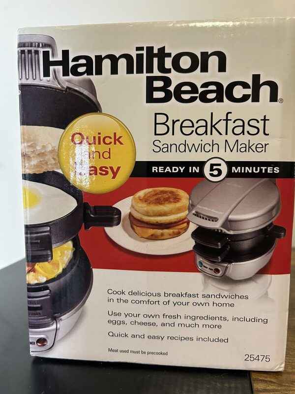 Hamilton Beach Breakfast Sandwich Maker 25475 (Ready In 5 Minutes) New Open Box