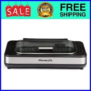 “Power XL Smokeless Grill Elite Plus Indoor Electric Grill w Tempered Glass Lid