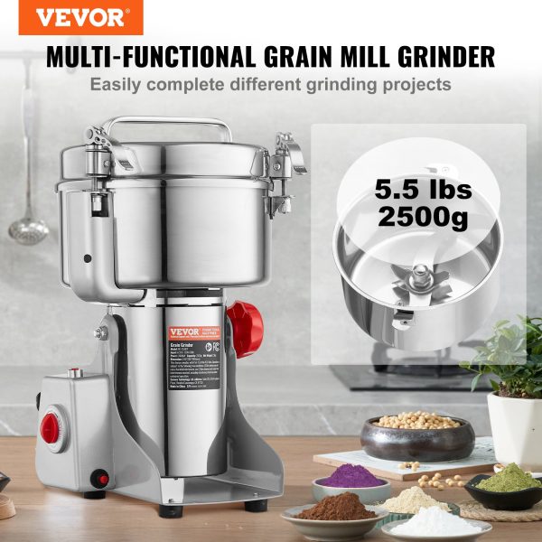 2500g Commercial Spice Grinder Electric Grain Mill Grinder High Speed