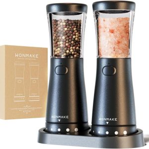 Luxury Stainless Steel Electric Spice Grinder Set – One-Hand Use & LED Light