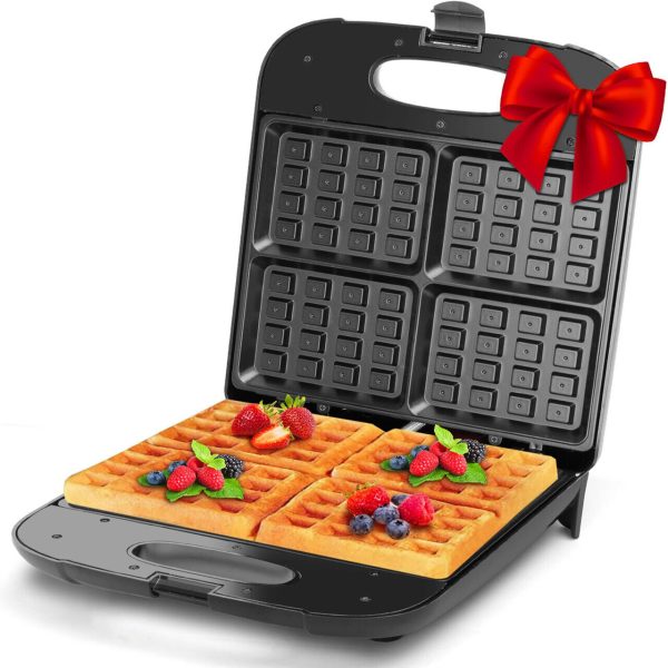 4-Slice Nonstick Waffle Iron, 1400W Square Waffle Machine