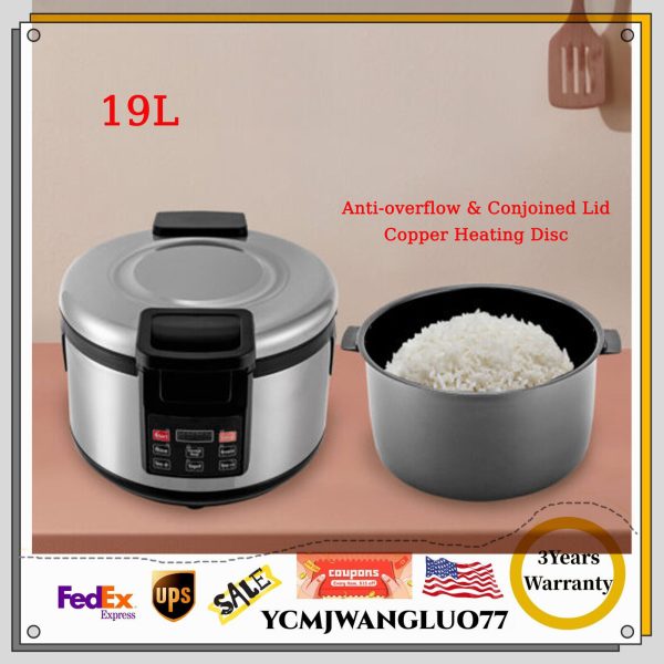 19L Commercial Rice Cookers Stainless Steel Electric Rice Warmer Soup Porridge