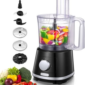 FOHERE 8 Cup Food Processor, with 5 Attachments / Blades and 2 Speeds & Pulse