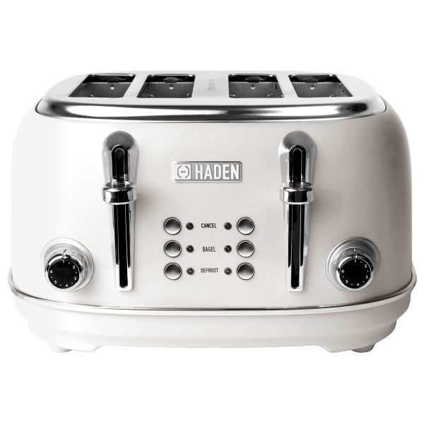 75013 Heritage 4 Slice Wide Stainless Steel Body Retro Toaster, White (Open Box)