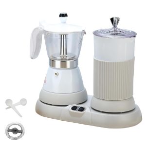 Espresso Maker with Milk Frother Electric Moka Pot 2-in-1 Espresso Machine Al…