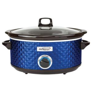 Brentwood Slow Cookers 7 Qt. Blue Metal Exterior Removable Ceramic Nonstick Pot