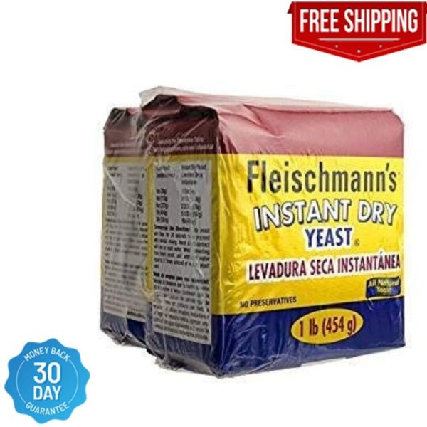 2-Pack Fleischmann’s Instant Dry Yeast For Oven Or Bread Machines, 1 lb.