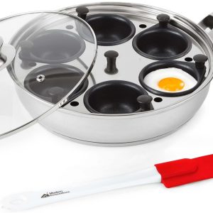 Stainless Steel Egg Poacher Pan Nonstick Poached Egg Maker Cooker,6 Egg Cups NEW