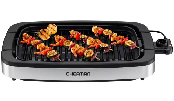 NEW Chefman Smokeless Indoor Electric Grill Adjustable Temperature Control Black