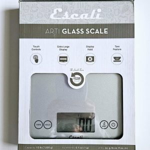 Escali Arti Glass Digital Kitchen Scale Shiny Silver up to 15 lbs NEW