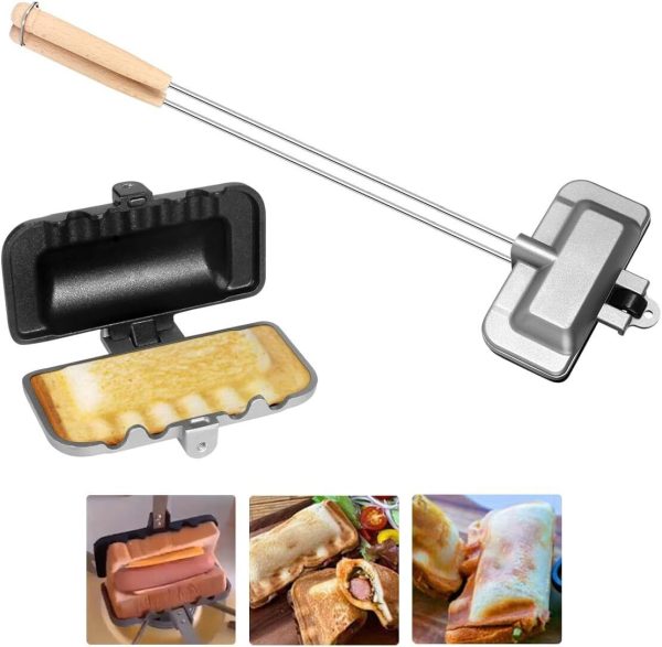 4w1h Sandwich Maker, Breakfast Hot Dog Black & Silver