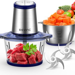 Food Processor, Electric Food Chopper with 2 Bowls (8 Cup+8 Cup), 2 Sets Blades,