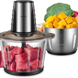 Food Processors with 2 Large Bowls(12 Cup+12 Cup),  Electric Chopper with Powerf