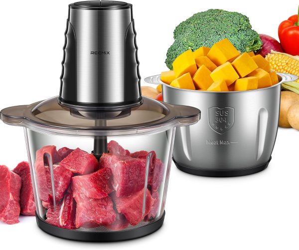 Food Processors with 2 Large Bowls(12 Cup+12 Cup),  Electric Chopper with Powerf