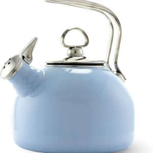 Classic Teakettle, 1.8 QT, Enamel on Steel, 2-Tone Harmonica Whistle, Rapid Boil