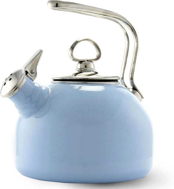 Classic Teakettle, 1.8 QT, Enamel on Steel, 2-Tone Harmonica Whistle, Rapid Boil