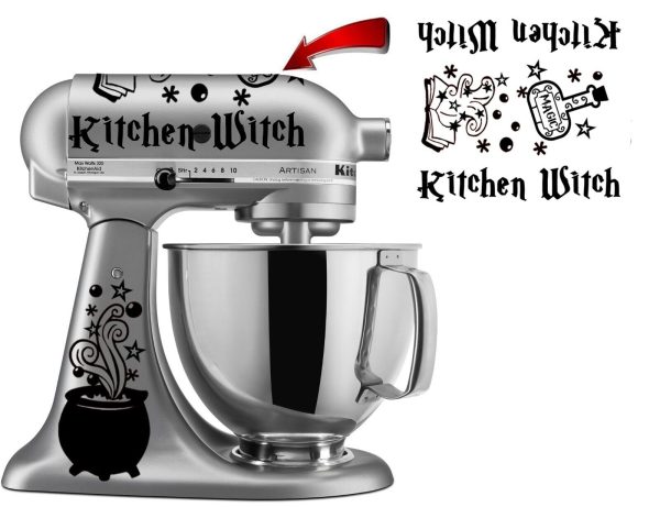 Kitchen Witch Vinyl Decal Stickers for Kitchen Mixers