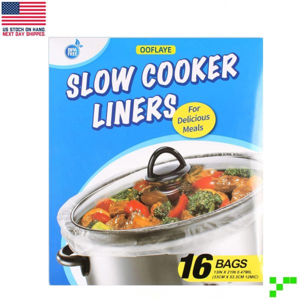 Slow Cooker Liners 16 Bags Disposable BPA-Free Cooking Bags Large 3-8qt 13″x21″