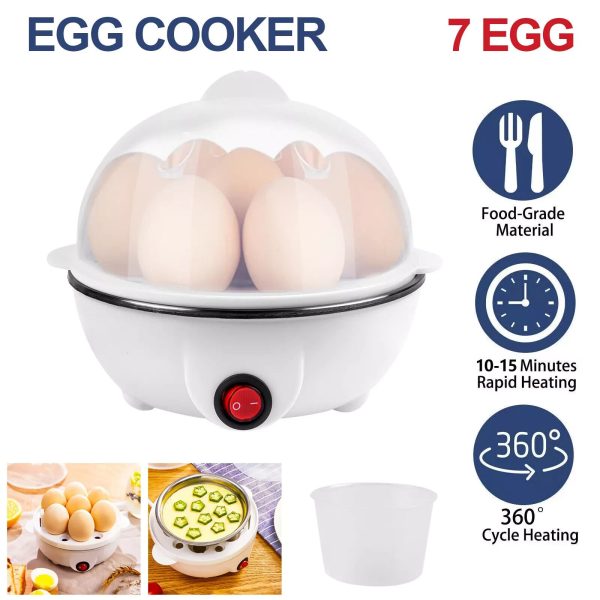 7 Eggs Small Kitchen Electric Egg Cookers Boiler Non Stick Hard Boiled Auto-Of