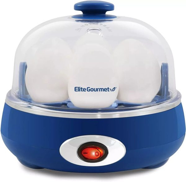 Elite Gourmet EGC322CBL Easy Egg Cooker Electric 7-Egg Capacity, Soft, Medium, H