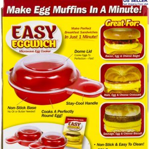 Easy Eggwich Microwave egg cooker ‘n Muffin egg sandwich Breakfast Pan- Set Of 2