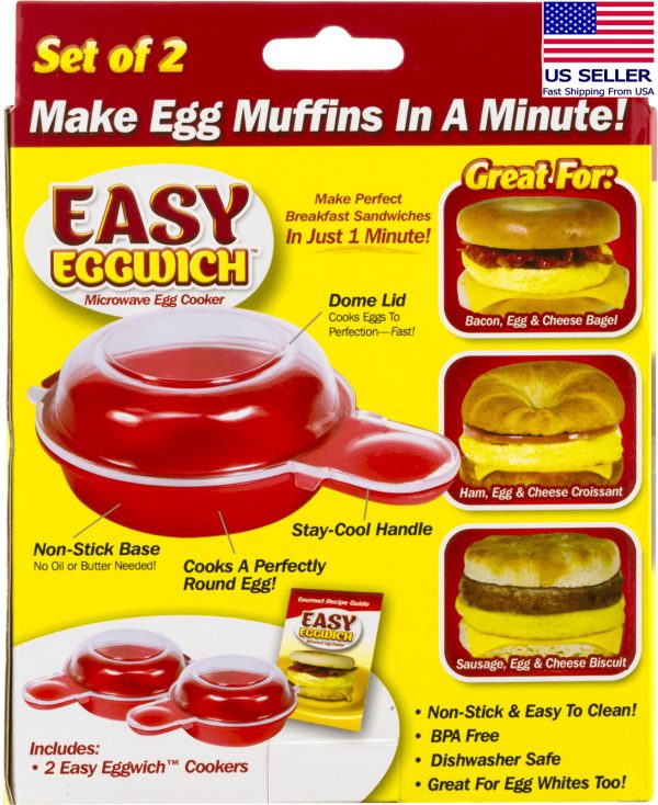 Easy Eggwich Microwave egg cooker ‘n Muffin egg sandwich Breakfast Pan- Set Of 2