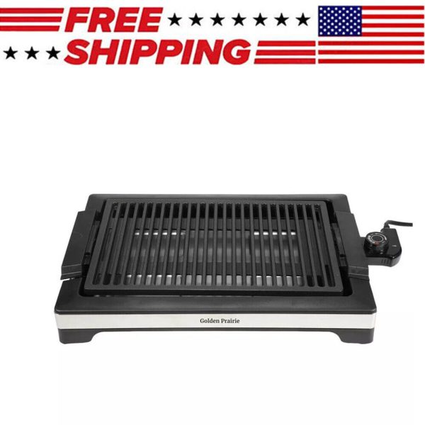 1600W Electric Indoor outdoor Grill Smokeless BBQ Griddle w/ Non-Stick Tabletop