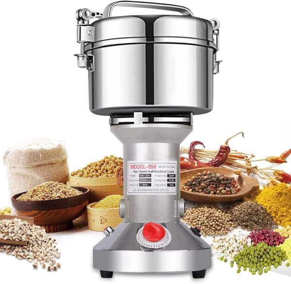 Compact 2000W Electric Grinder for Herbs, Spices, and Flour – Safe & Durable