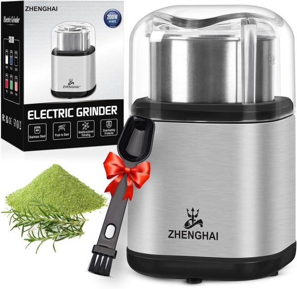 Electric Herb Grinder 200w Spice Compact Size, Easy On/Off, 2.8oz capacity. Fast