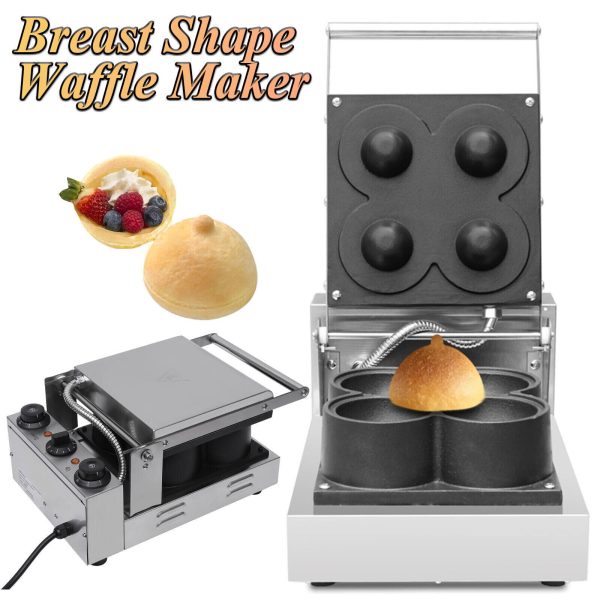 Commercial 4pcs Stainless Chest Shaped Waffle Maker Boob Waffle Machine Nonstick