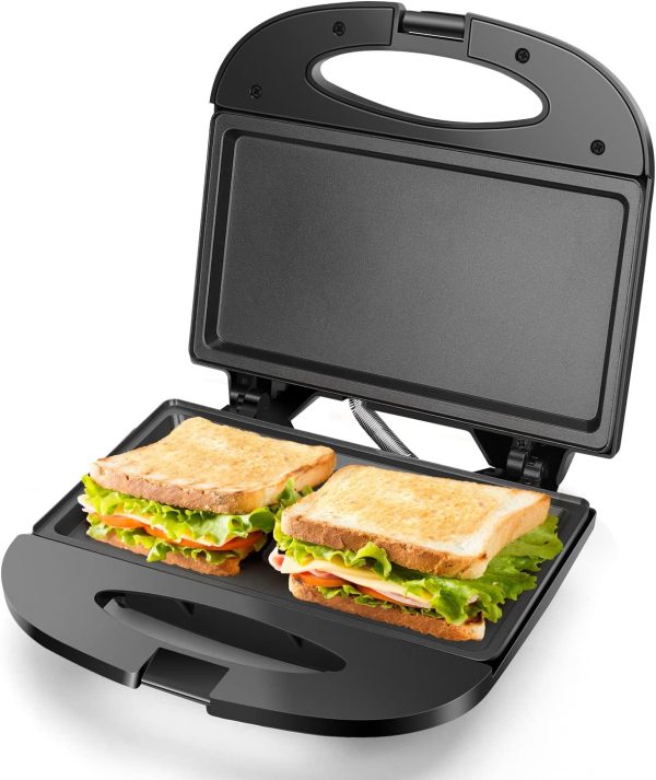 Aigostar Sandwich Maker with Non-Stick Deep Grid Surface for Egg, Ham, Steaks Co