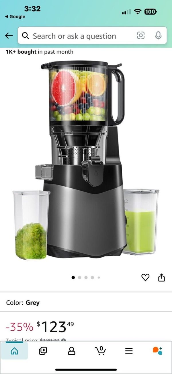 Cold Press Juicer, Slow Juicer Machine with 5.4″ Wide Feed Chute NEW OPEN BOX