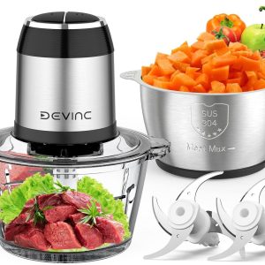 Food Processors Mini Meat Grinder & Veggie Chopper With 2 Bowls (8 Cup+8 C…