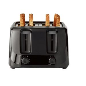 Mainstays 4-Slice Toaster Black with 6 Shade Settings and Removable Crumb Tray