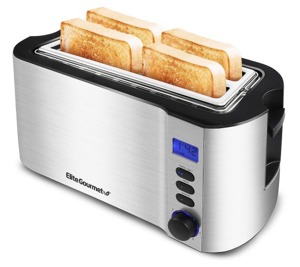 Elite Gourmet 4-Slice Digital SS Long-Slot Toaster