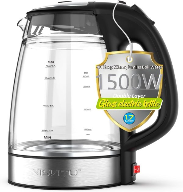 Double Glass Electric Kettle Cordless Electric Kettle Hot Water Boiler Electric