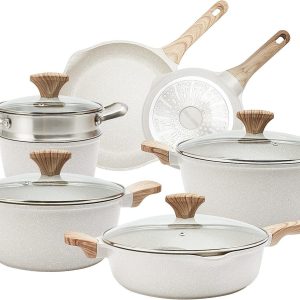 Country Kitchen Nonstick Induction Cookware Sets 11 Piece – Cream