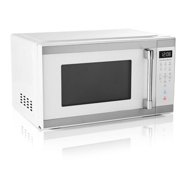 Hamilton Beach 1.1 cu ft Countertop Microwave Oven, White and Stainless Steel