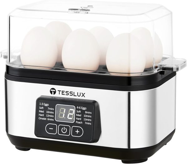 Electric Rapid Egg Cooker, 6 Egg Capacity for Hard Boiled Eggs, Poached Eggs, Sc