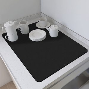 Large Kitchen Mat Dish Mat Drying Absorbent Coffee Mat Non-slip Rubber Backed ]