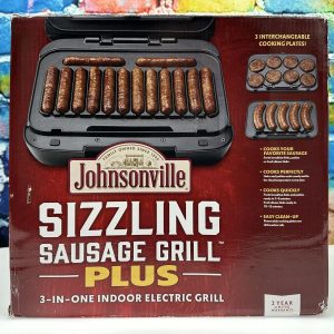 Johnsonville SIZZLING SAUSAGE GRILL PLUS Indoor Electric Grill Links Patties NEW