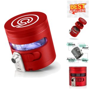 Elegant Red Manual Spice Grinder with Smart Auto Dispensing – Perfect for Travel