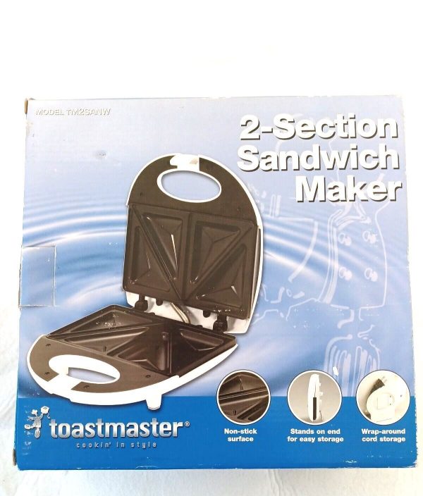 Toastmaster TM2SANW 2 Section Non Stick White Sandwich Maker NEW