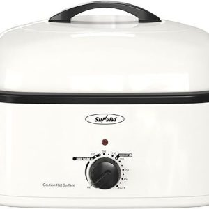 Sunvivi 24lb 20 Quart Roaster Oven Electric Roaster Self-Basting Lid – White