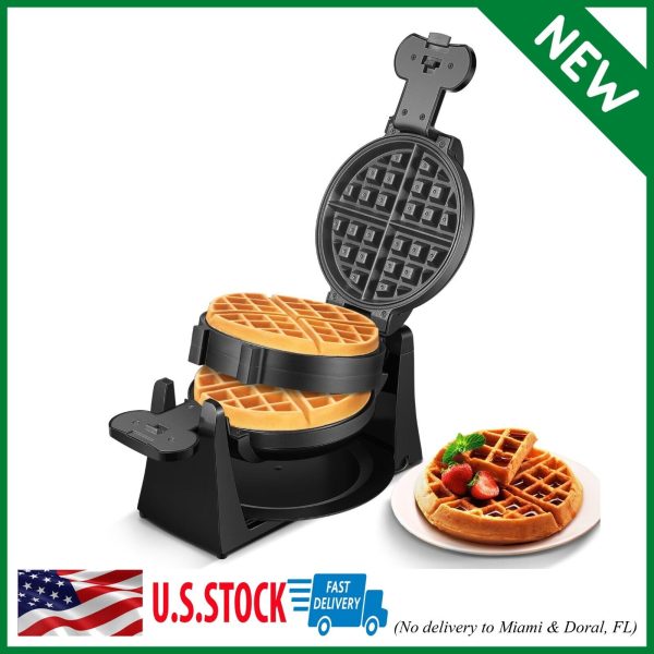 Commercial Hotel Double Belgian Waffle Maker Iron Rotating Baker Pan Machine