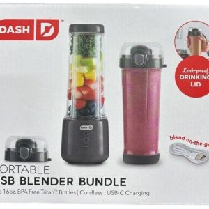 Dash 16oz BPA Free Portable Cordless USB Blender Bundle w/ Bonus Jar