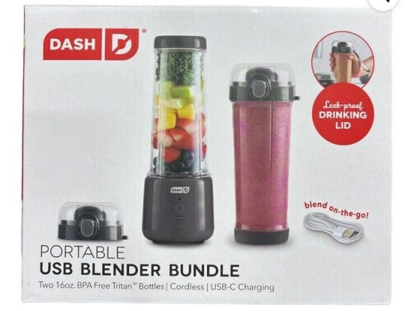 Dash 16oz BPA Free Portable Cordless USB Blender Bundle w/ Bonus Jar